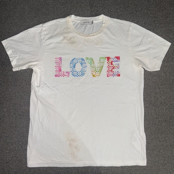 Coach Other - Coach LOVE Multicolor Print White T-Shirt